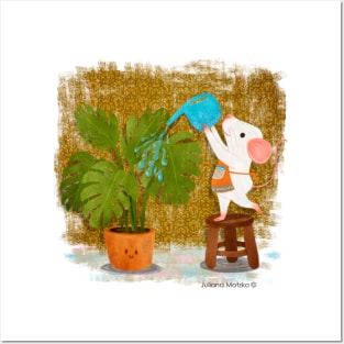 Mice watering the plants Posters and Art